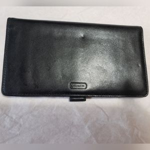 Coach Black Leather Checkbook Cover Holder Wallet